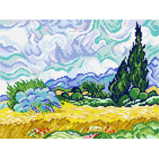 Wheat field with cypress, V. van Gogh, 24x32 cm