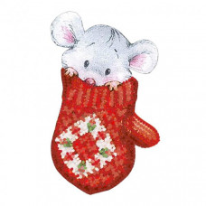 Pendant Mouse in a mitten with a diamond