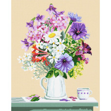 Bouquet with petunia, 33x50 cm