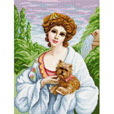Lady with a dog, F. 24x32 cm. Martin-Kavel