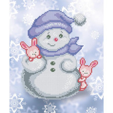 Snowman with a purple hat