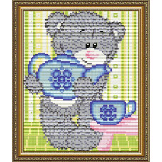 Teddy bear with a teapot