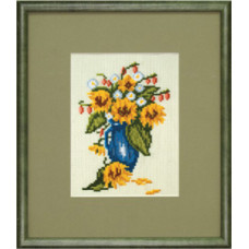 Sunflowers in a blue jug