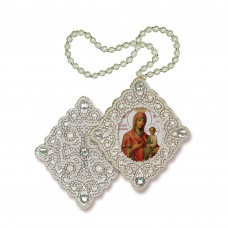 Pendant Quick to Hear. Image of the Blessed Virgin Mary. Nova stitch. Bead embroidery kit