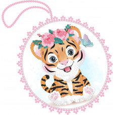 Christmas tree decoration. Tiger in roses