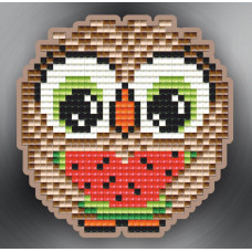Magnet. Owlet with watermelon