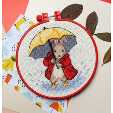 Small bunny 17x17 cm, with hoops. Kit for cross stitch embroidery on Aida 14 (ANM-075)