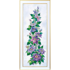 Clematis, 25x65 cm. Pattern for embroidery with beads on satin