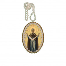 Pendant of the Protection of the Blessed Virgin Mary. Nova stitch. Bead embroidery kit