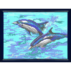 Canvas with a picture. Dolphins