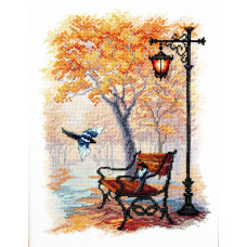 In the autumn park. Kit for cross-stitch embroidery
