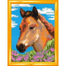 Horse in the lilac bushes