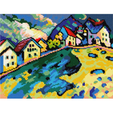 Budinki on the pagorbi, V. Kandinsky, 20x26 cm