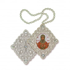Banner pendant. Image of the Blessed Virgin Mary. Nova stitch. Bead embroidery kit