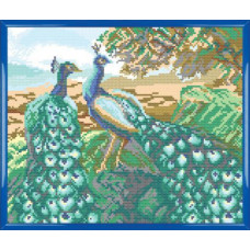 Canvas with a picture. Peacocks