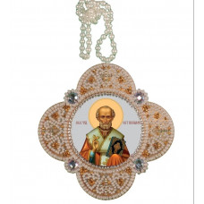 Podviska St. Nicholas the Wonderworker. Nova stitch. Set for embroidery with beads