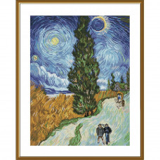 Road with cypress trees. van Gogh