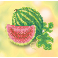 Watermelon. 14x14 cm. Pattern on the fabric for embroidery with beads
