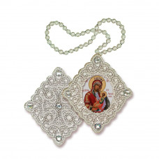 Pendant Image of the Virgin Mary. Take away my sorrows. Nova stitch. Bead embroidery kit