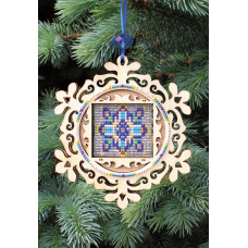 Stained glass snowflake. Plywood Christmas decoration