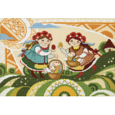 Happy Easter. Dial for cross-stitch embroidery