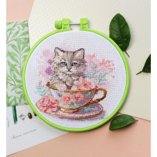 Chayuvannya 17x17 cm, with hoops. Kit for cross stitch embroidery on Aida 14 (ANM-077)
